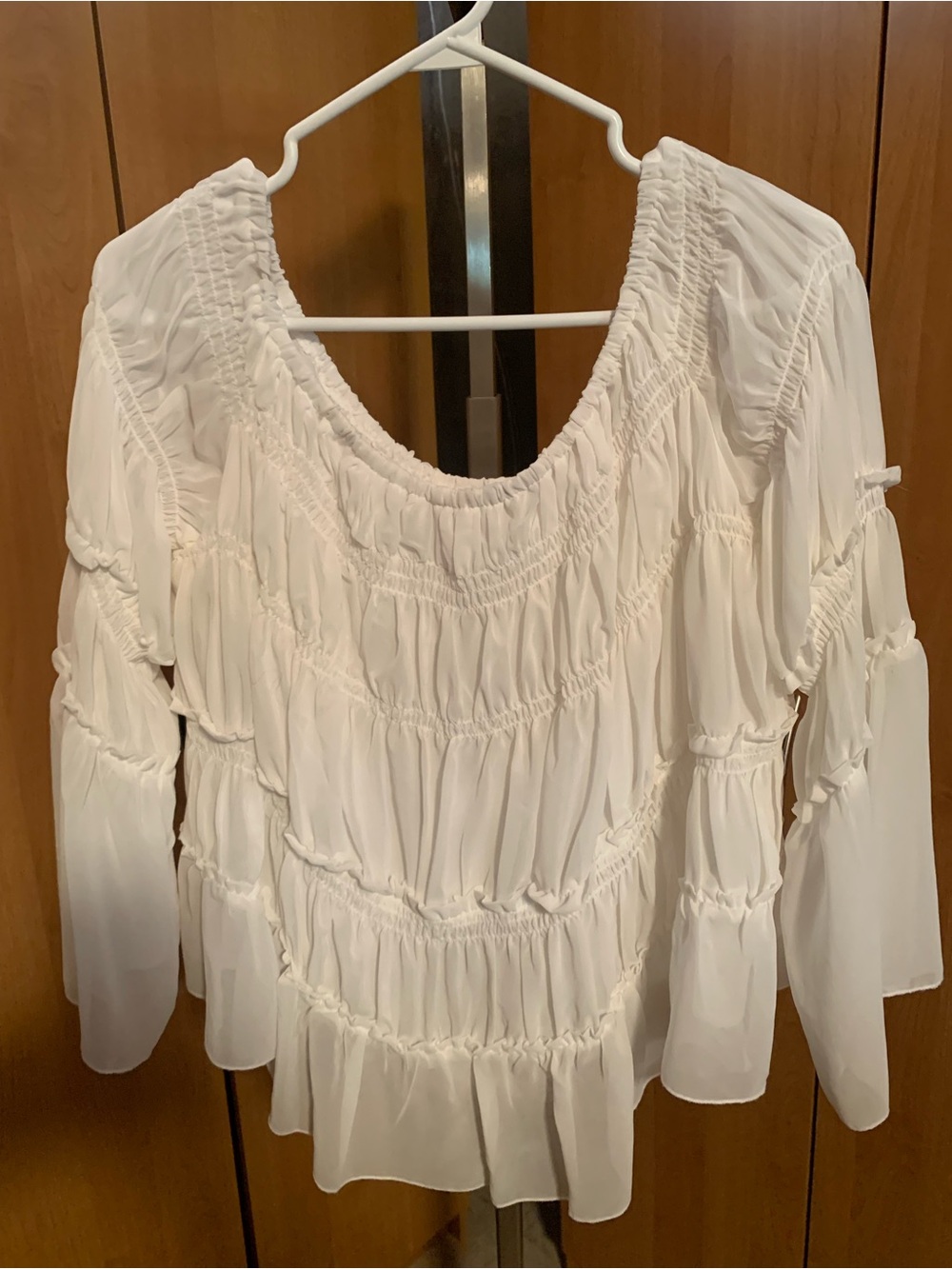 Cato White Smocked Peasant Blouse